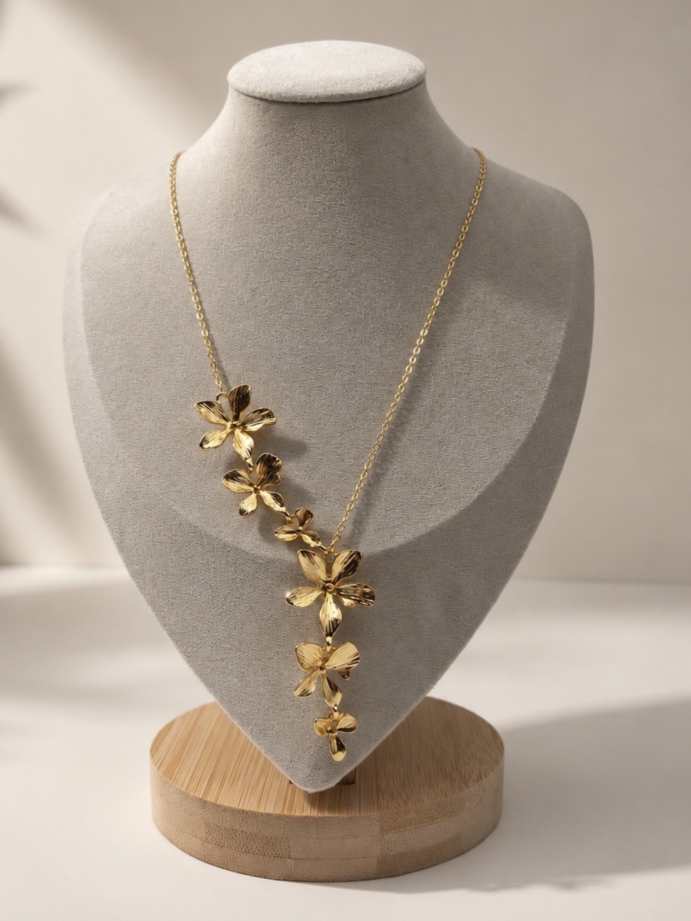 Adornia • Textured Flowers “Y” Necklace